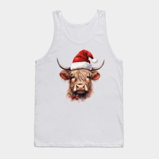 Santa Highland cow Tank Top